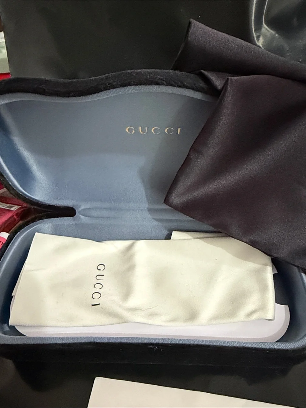 Gucci Unisex Bright Blue Frame Sunglasses with Amber Mirrored Lenses AUTHENTIC
